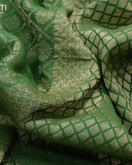 Pure mysore silk saree pastel green with allover zari woven brocade weaves and zari woven border