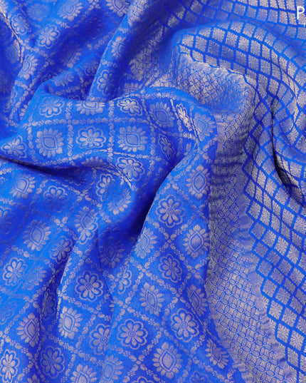 Pure mysore silk saree royal blue with allover zari woven brocade weaves and zari woven border