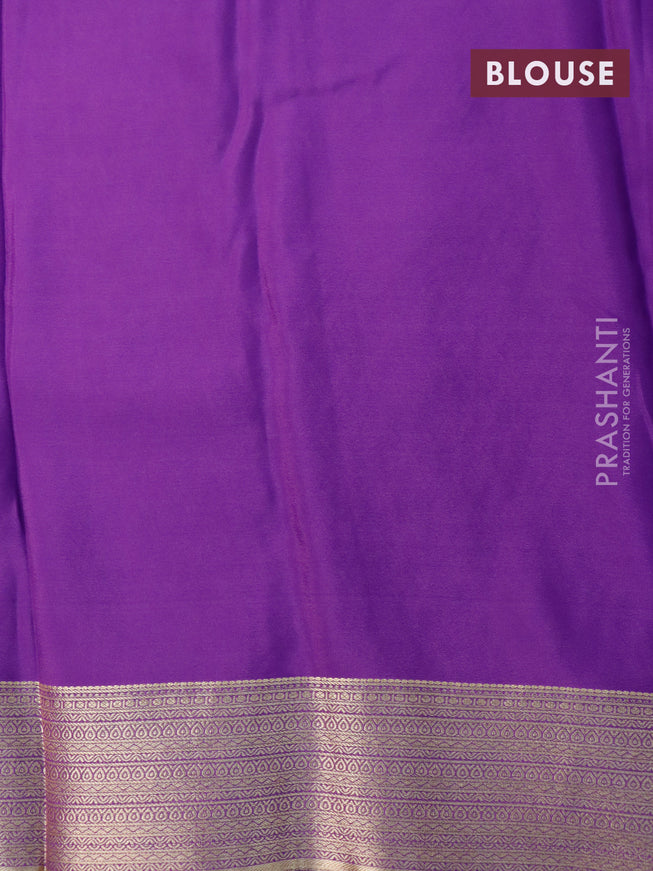 Pure mysore silk saree violet with allover zig zag zari weaves and zari woven border