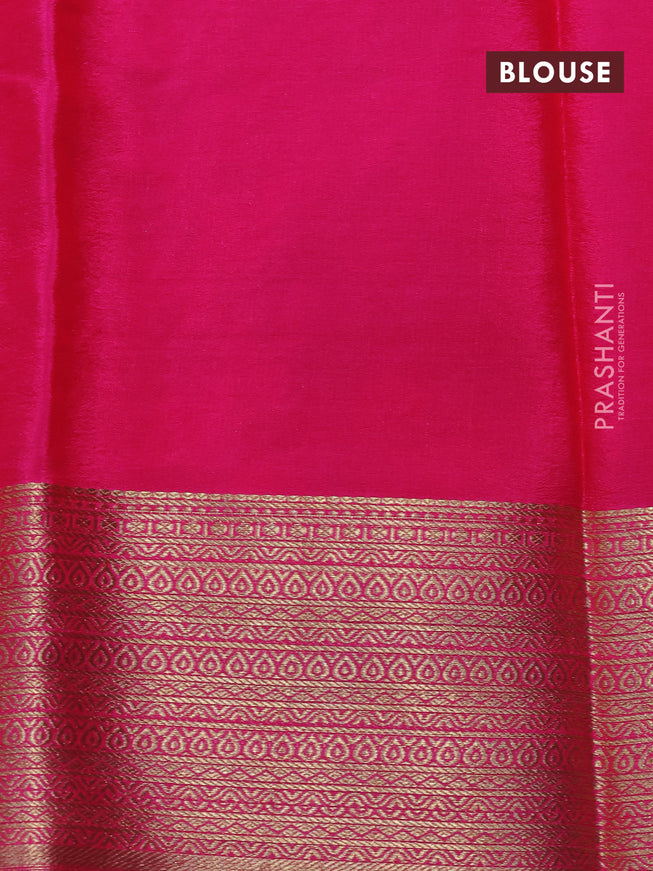 Pure mysore silk saree candy pink with allover zig zag zari weaves and zari woven border