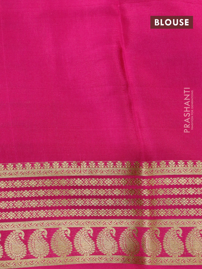 Pure mysore silk saree blue and pink with allover zari checks & buttas and zari woven border