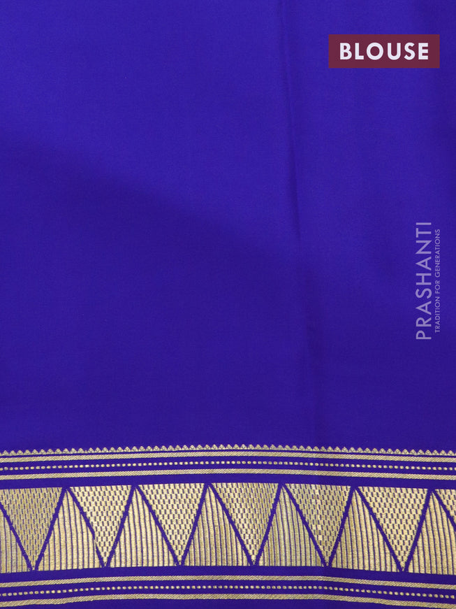 Pure mysore silk saree light blue and blue with half & half style and zari woven border