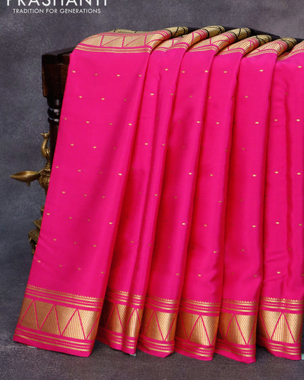 Pure mysore silk saree black and pink with half & half style and zari woven border