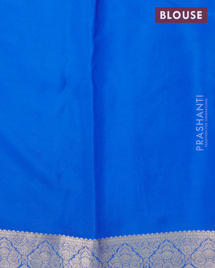 Pure mysore silk saree cs blue with allover zari woven brocade weaves and zari woven border