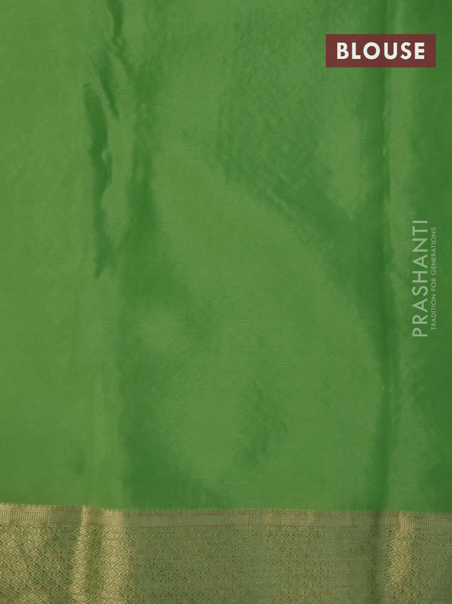 Pure mysore silk saree light green with allover zari woven brocade weaves and zari woven border