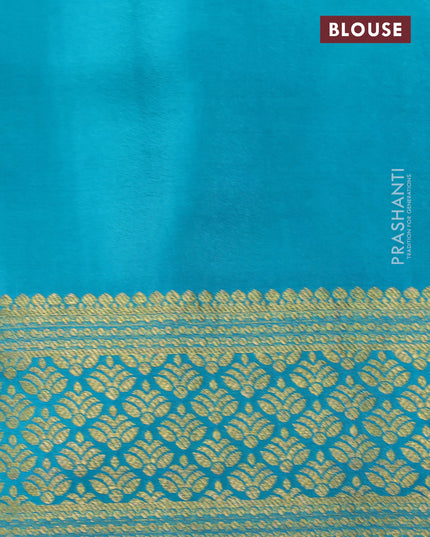 Pure mysore silk saree royal blue and teal green with allover zari weaves and zari woven border