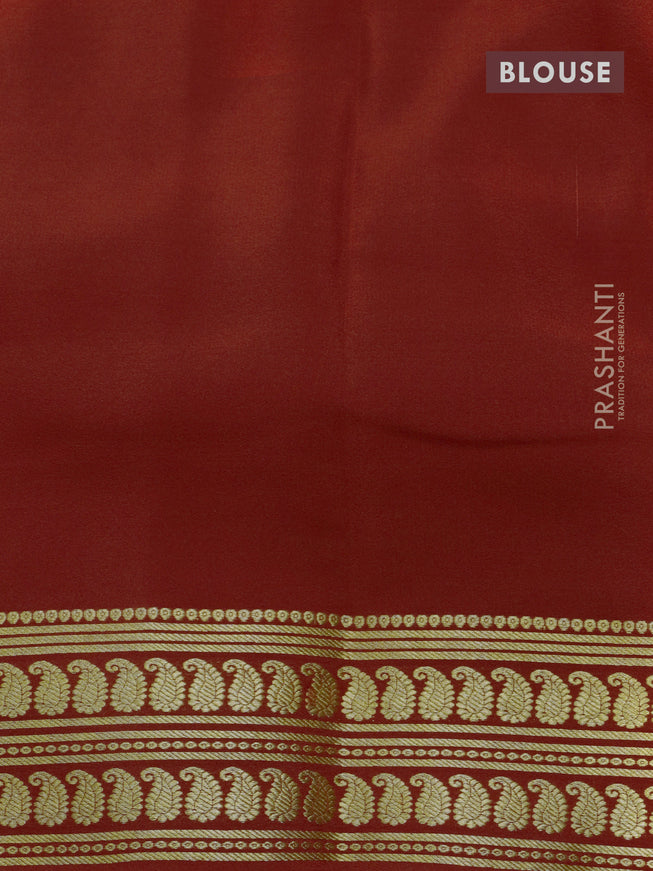 Pure mysore silk saree rust shade with plain body and paisley zari woven border