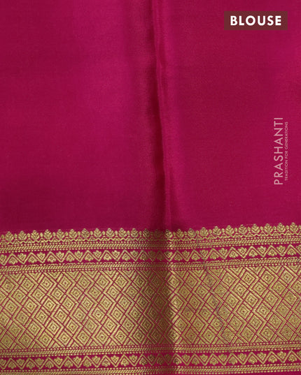 Pure mysore silk saree pista green and pink with allover zari checks & paisley buttas and zari woven border