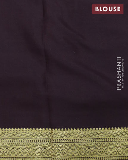 Pure mysore silk saree mauve pink and coffee brown with allover zari checked pattern and zari woven border