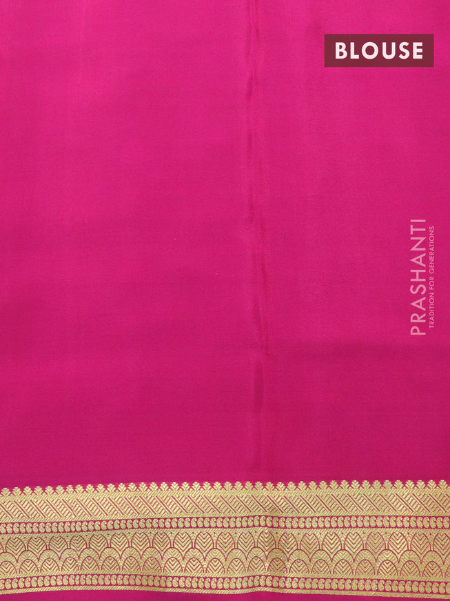 Pure mysore silk saree sandal and pink with allover zari checked pattern and zari woven border
