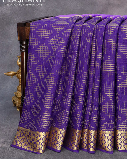 Pure mysore silk saree blue and dark blue with half & half style and zari woven border