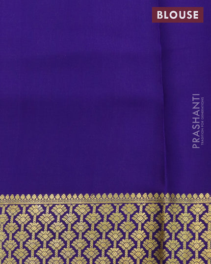 Pure mysore silk saree blue and dark blue with half & half style and zari woven border