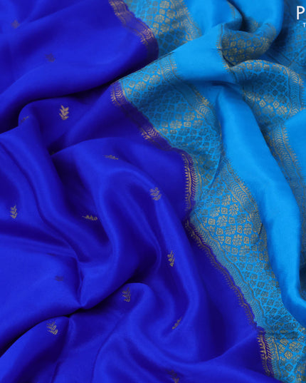 Pure mysore silk saree royal blue and light blue with allover zari woven buttas and zari woven border