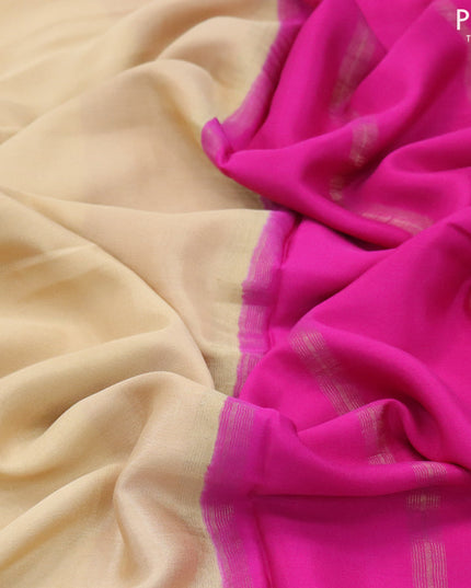 Pure mysore silk saree sandal and pink with plain body and zari woven border