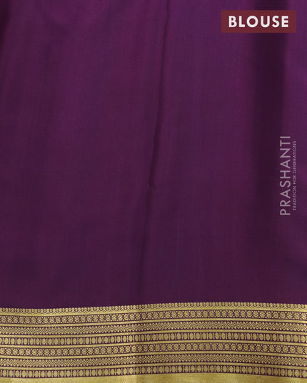 Pure mysore silk saree deep purple with allover zari weaves and zari woven border