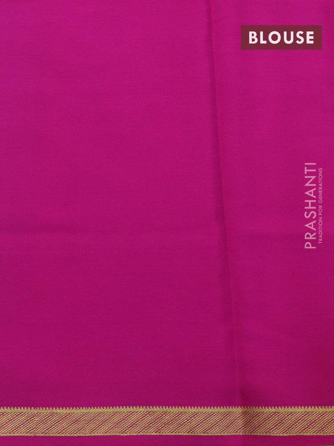 Pure mysore silk saree light blue and pink with plain body and zari woven border