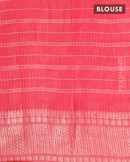 Semi tussar saree pink with allover batik prints and zari woven border