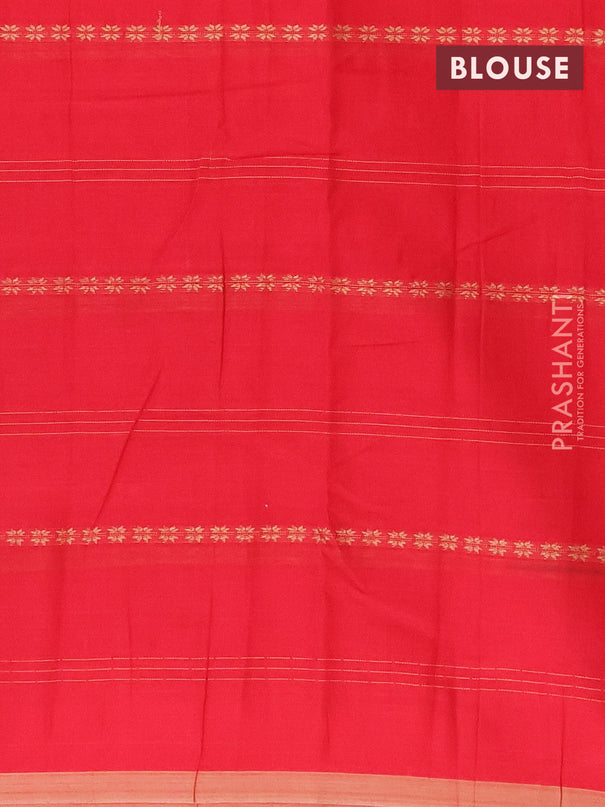 Narayanpet cotton saree red and beige with allover thread stripe weaves and piping border