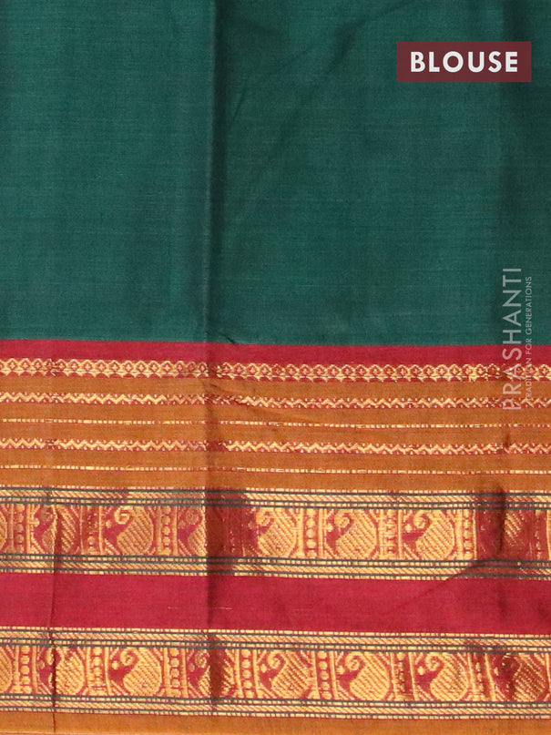 Narayanpet cotton saree green and mustard shade with plain body and zari woven border