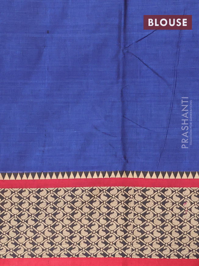 Narayanpet cotton saree dark blue and maroon with plain body and thread woven border