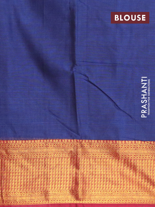 Narayanpet cotton saree dark blue and maroon with plain body and zari woven border