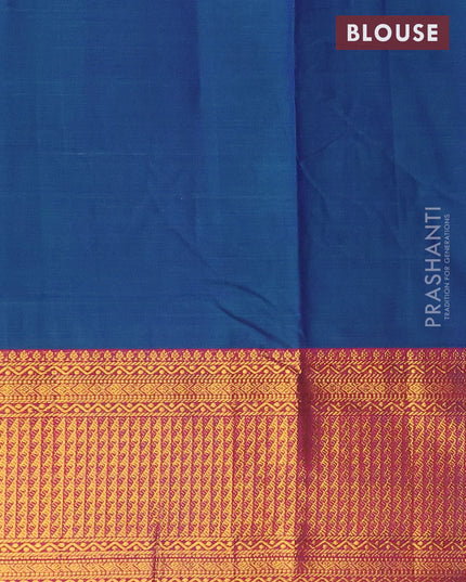 Narayanpet cotton saree dual shade of bluish green and dual shade of purple with plain body and zari woven border