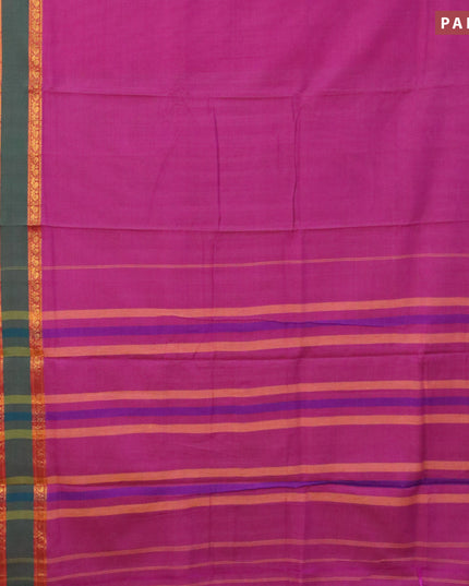 Narayanpet cotton saree purple and dark mustard with plain body and annam zari woven border
