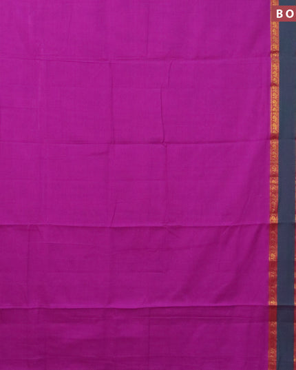 Narayanpet cotton saree purple and dark mustard with plain body and annam zari woven border