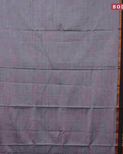 Narayanpet cotton saree grey shade and black with plain body and annam zari woven border