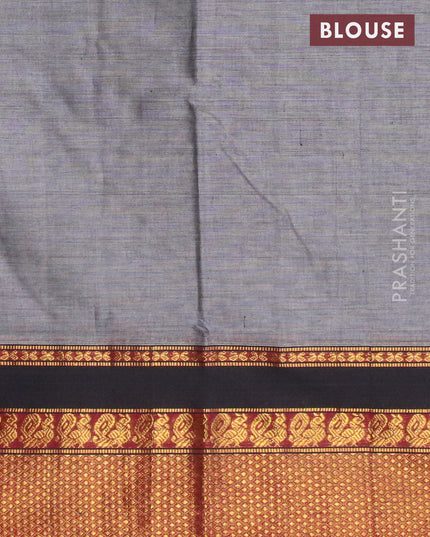 Narayanpet cotton saree grey shade and black with plain body and annam zari woven border