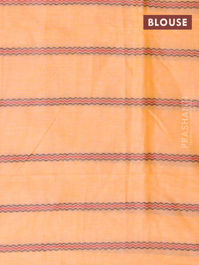 Narayanpet cotton saree mango yellow and olive green with allover thread weaves and piping border