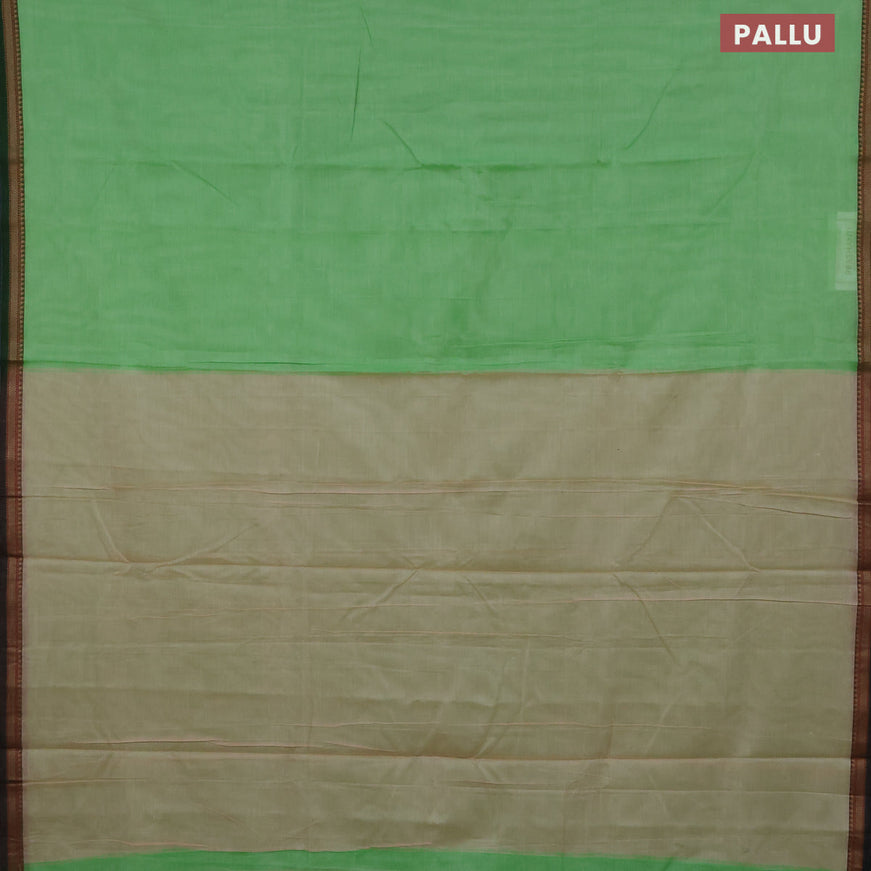 Narayanpet cotton saree green with plain body and thread woven border