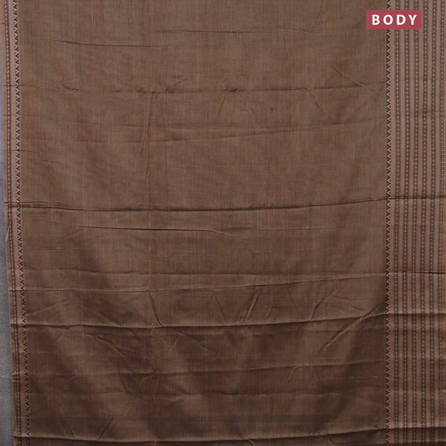 Narayanpet cotton saree grey shade with plain body and thread woven border