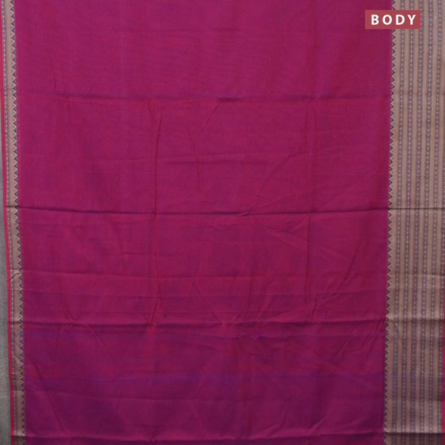 Narayanpet cotton saree dual shade of purple with plain body and thread woven border