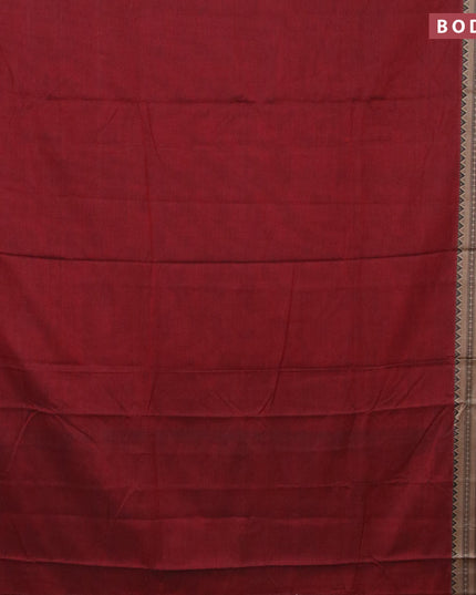 Narayanpet cotton saree maroon with plain body and thread woven border