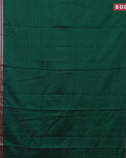Narayanpet cotton saree green and maroon with plain body and silver zari woven border