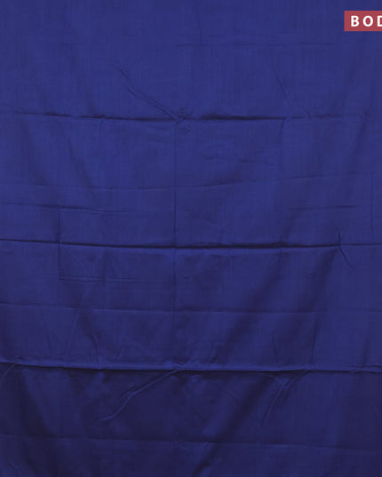 Narayanpet cotton saree blue and maroon with plain body and elephant design zari woven border