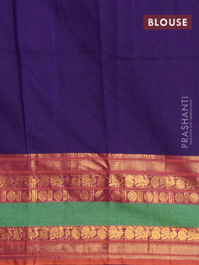 Narayanpet cotton saree deep violet and dark mustard with plain body and annam zari woven border