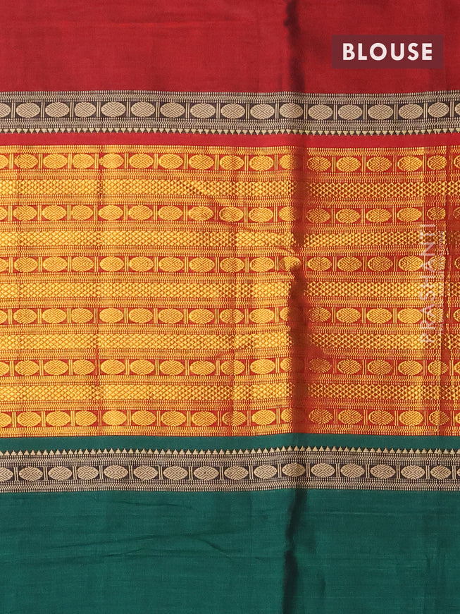 Narayanpet cotton saree green and maroon with half & half style and thread woven border