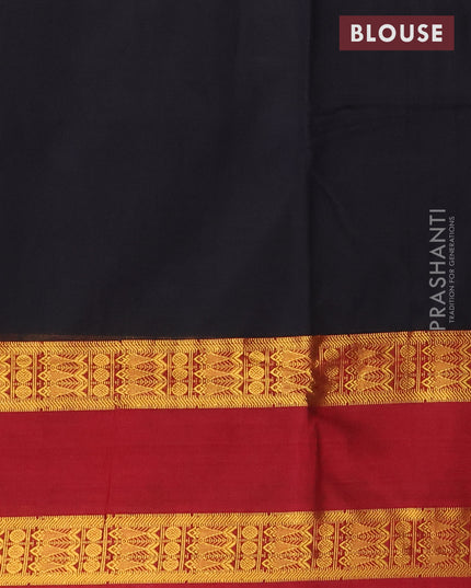 Narayanpet cotton saree black and maroon with plain body and rettapet zari wove border