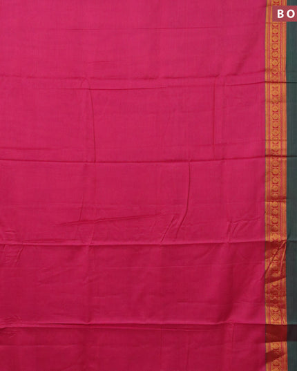 Narayanpet cotton saree pink and green with plain body and rettapet zari woven border