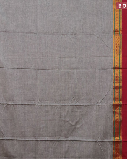 Narayanpet cotton saree grey and maroon with plain body and rettapet zari woven border