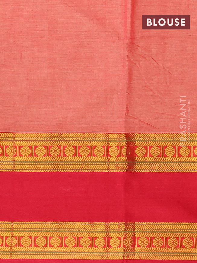 Narayanpet cotton saree dual shade of red shade and red with plain body and rettapet zari woven border