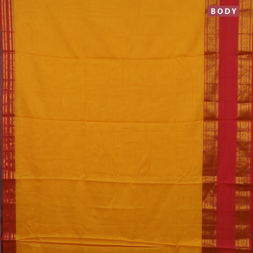 Narayanpet cotton saree yellow and pink with plain body and rettapet zari woven border