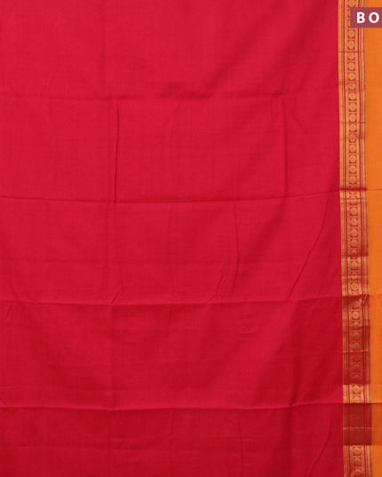 Narayanpet cotton saree red and mango yellow with plain body and rettapet zari woven border
