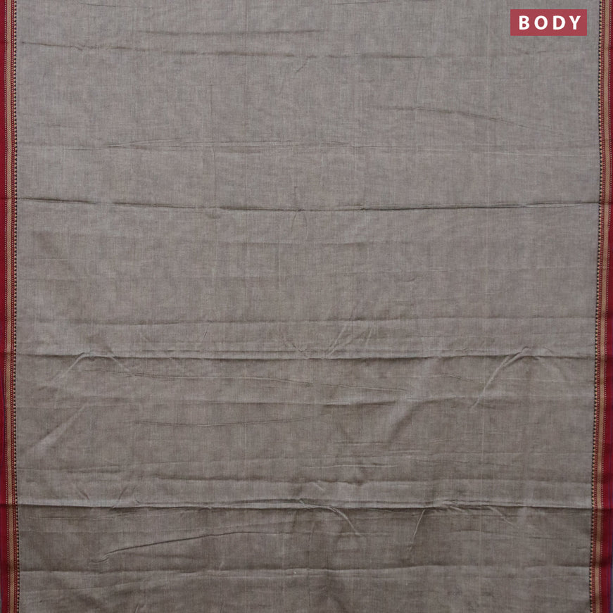 Narayanpet cotton saree grey and maroon with plain body and thread woven border