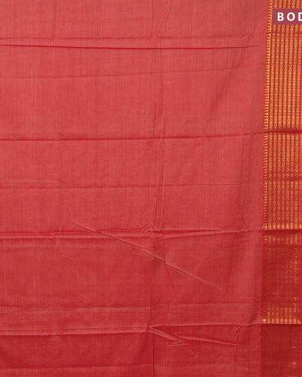 Narayanpet cotton saree red shade and red with plain body and long zari woven border