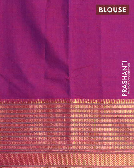 Narayanpet cotton saree purple and green with plain body and long zari woven border