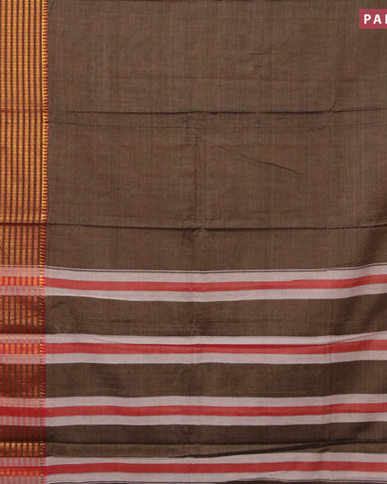 Narayanpet cotton saree grey shade and maroon with plain body and long zari woven border