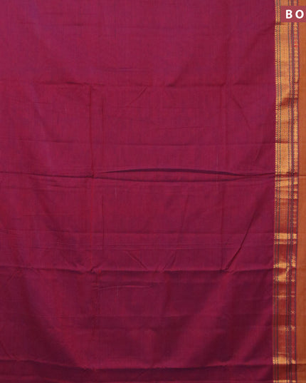 Narayanpet cotton saree dual shade of maroon and mustard shade with plain body and rettapet zari woven border